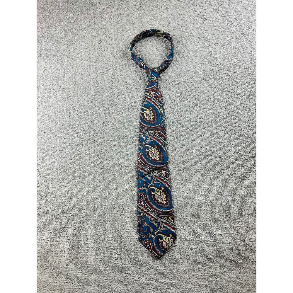 Vintage Paolo Gucci Tie Men‎ Multi Color Silk Paisley Crest Italy Made Formal